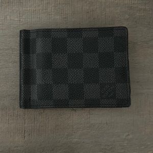 Louis Vuitton black men’s wallet with money clip.